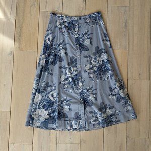 Lauren Ralph Lauren Dorchst Blue vintage floral button up skirt sz 12